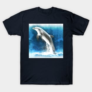 Dolphin Jumping Watercolor Painting T-Shirt